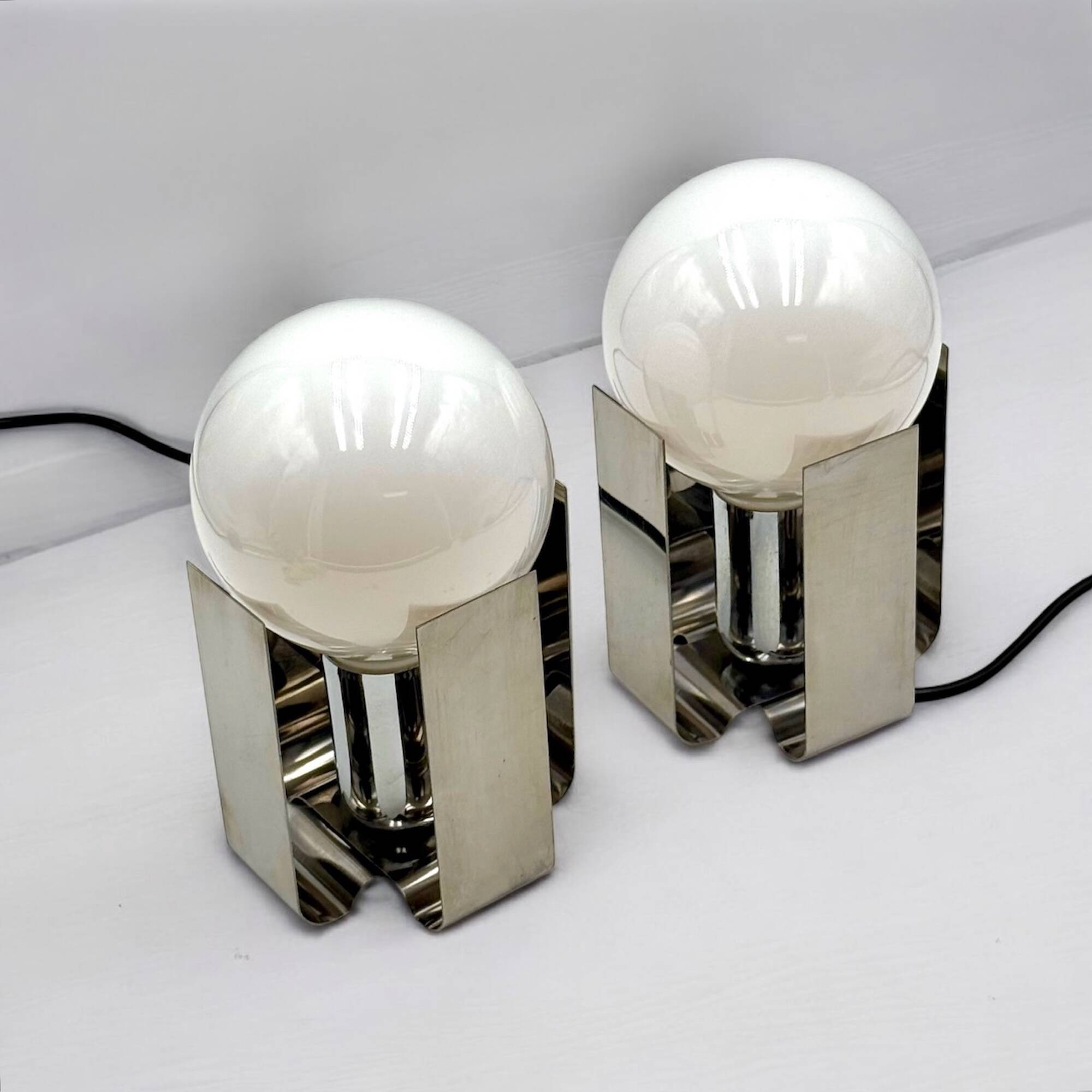 Pair of 70s Design Lamps 'BILIA' by Claudio Salocchi for Lumenform, 1970s