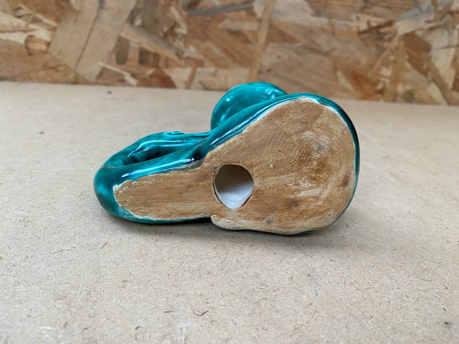 Antique vintage green ceramic candle holder