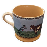 Stoneware mug, Cows decor.
