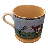 Stoneware mug, Cows decor.