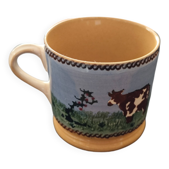 Stoneware mug, Cows decor.