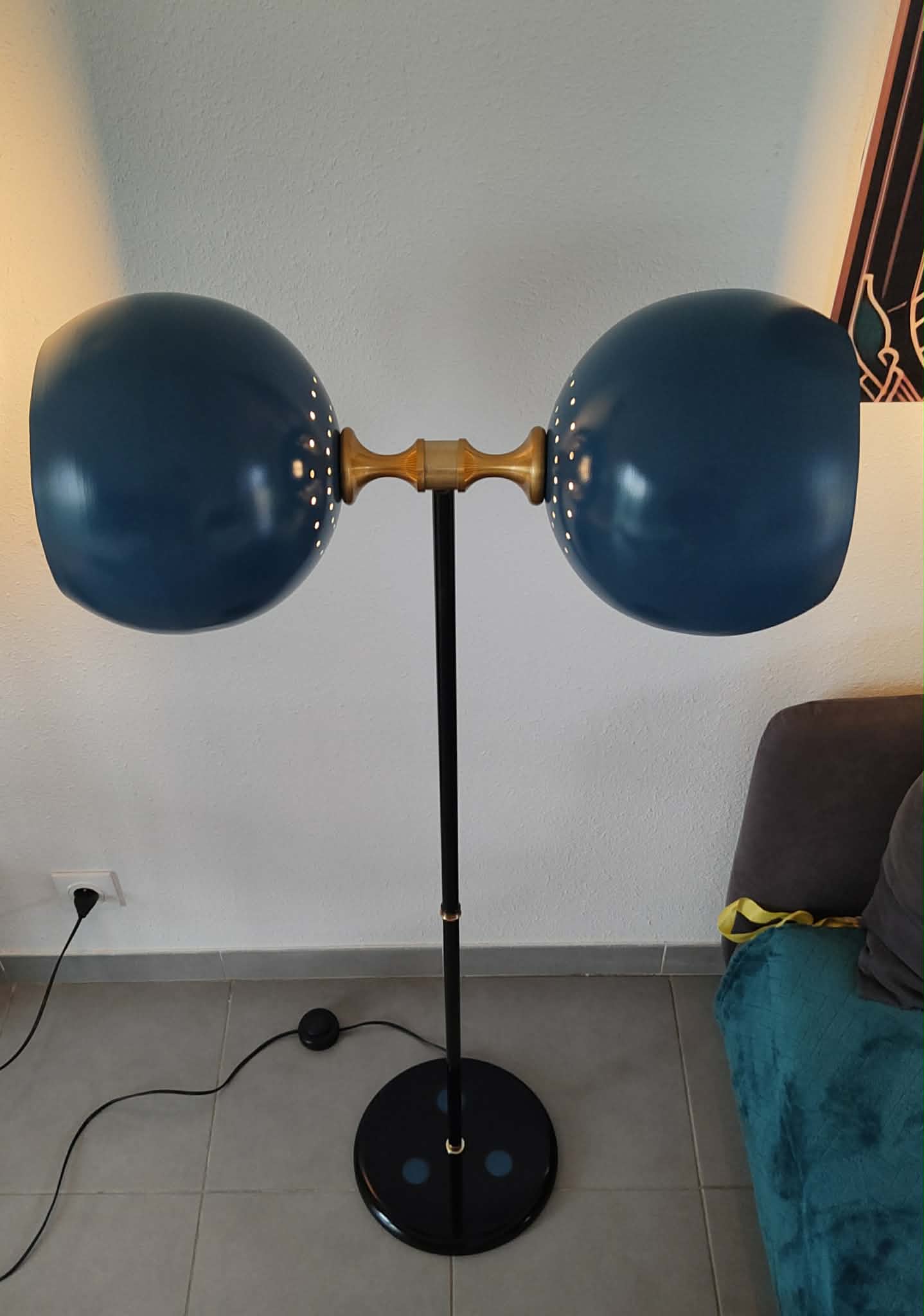 Lampadaire vintage 1980 double éclairage
