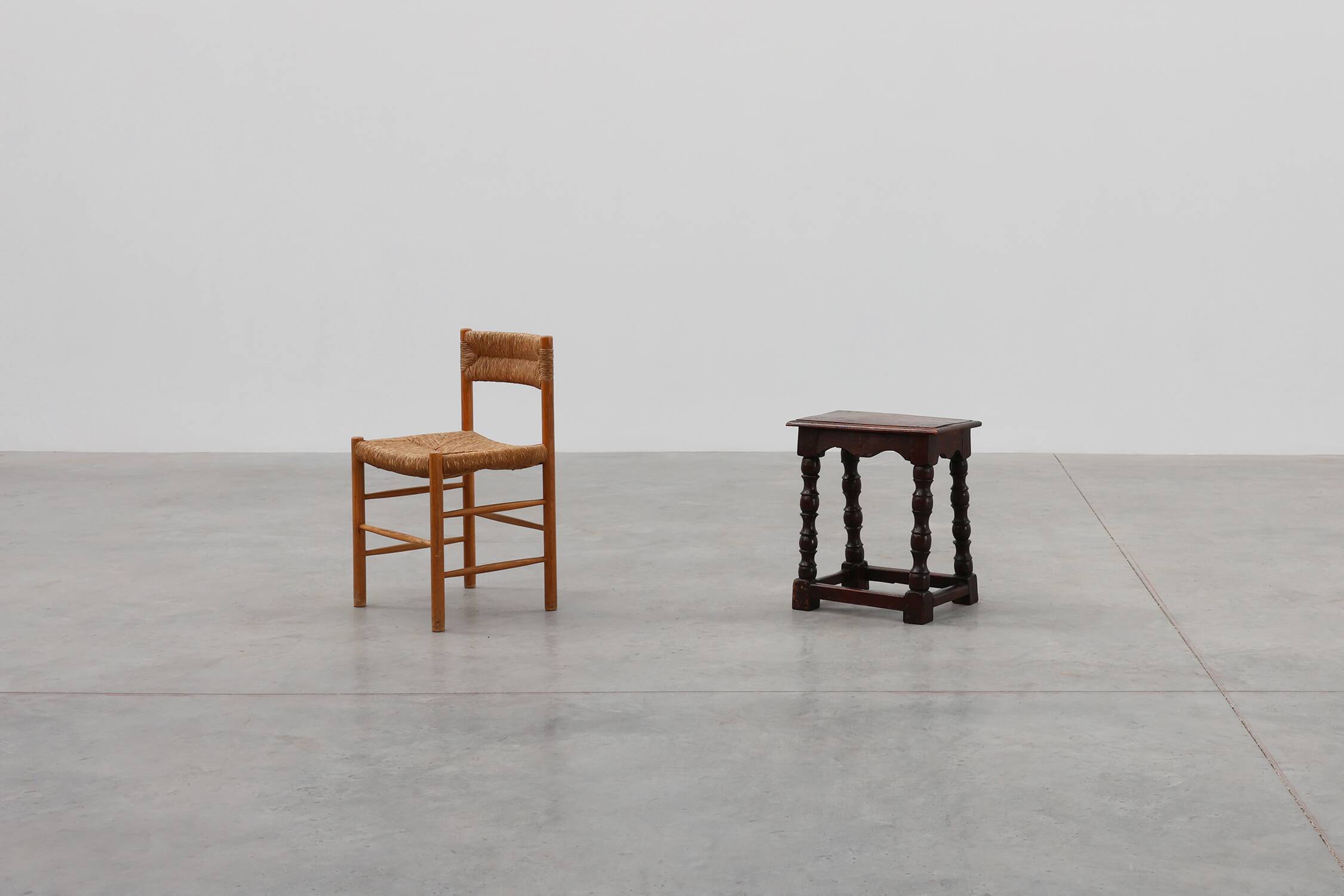 19th Century oak rectangular joint stool or table with turned legs, France