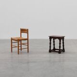 19th Century oak rectangular joint stool or table with turned legs, France