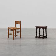 19th Century oak rectangular joint stool or table with turned legs, France