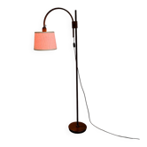 Mid-century modern adjustable teak arc floor lamp with fabric shade, 1960s