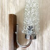 Wooden and glass wall light from the 60s-70s
