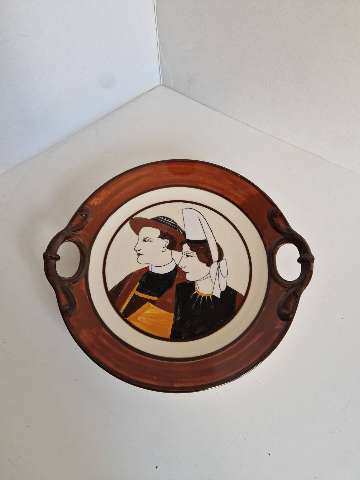 Plate HB Quimper Breton Couple