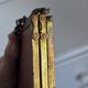 Vintage 1900 triptych barber mirror in gold, gallant scene - 20 x 59 cm