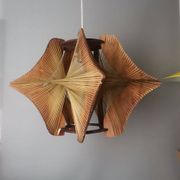 Large futuristic  wooden hanging lamp 1960s