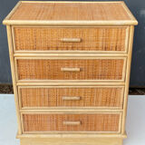Rattan chest of drawers four drawers, c.1970