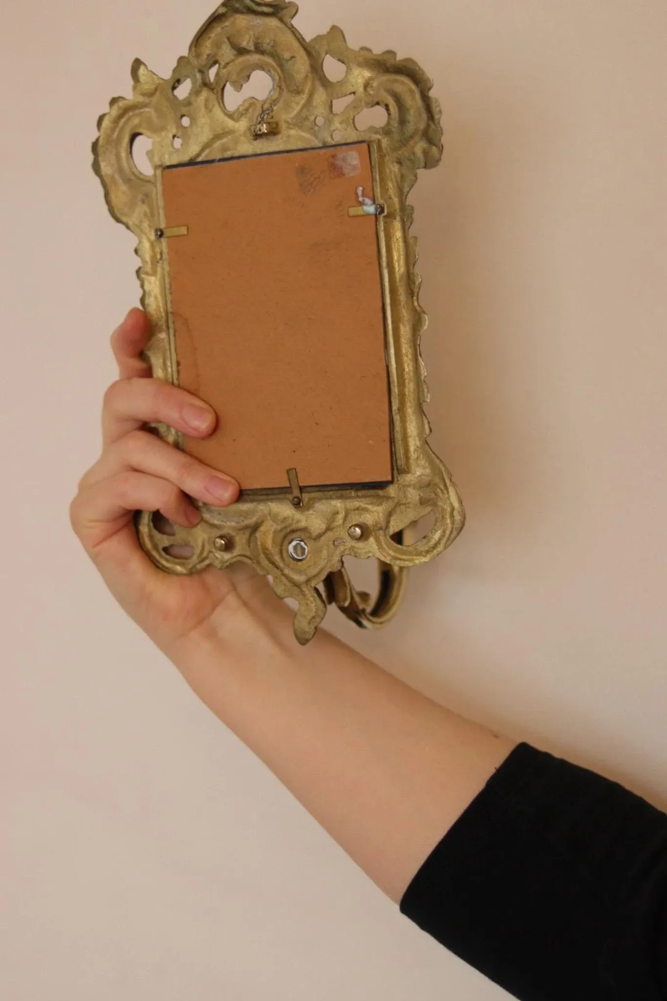 Pair of Mid-Century Swedish Brass Sconces with Mirror