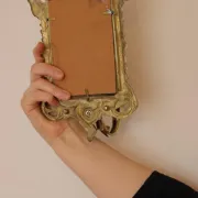 Pair of Mid-Century Swedish Brass Sconces with Mirror