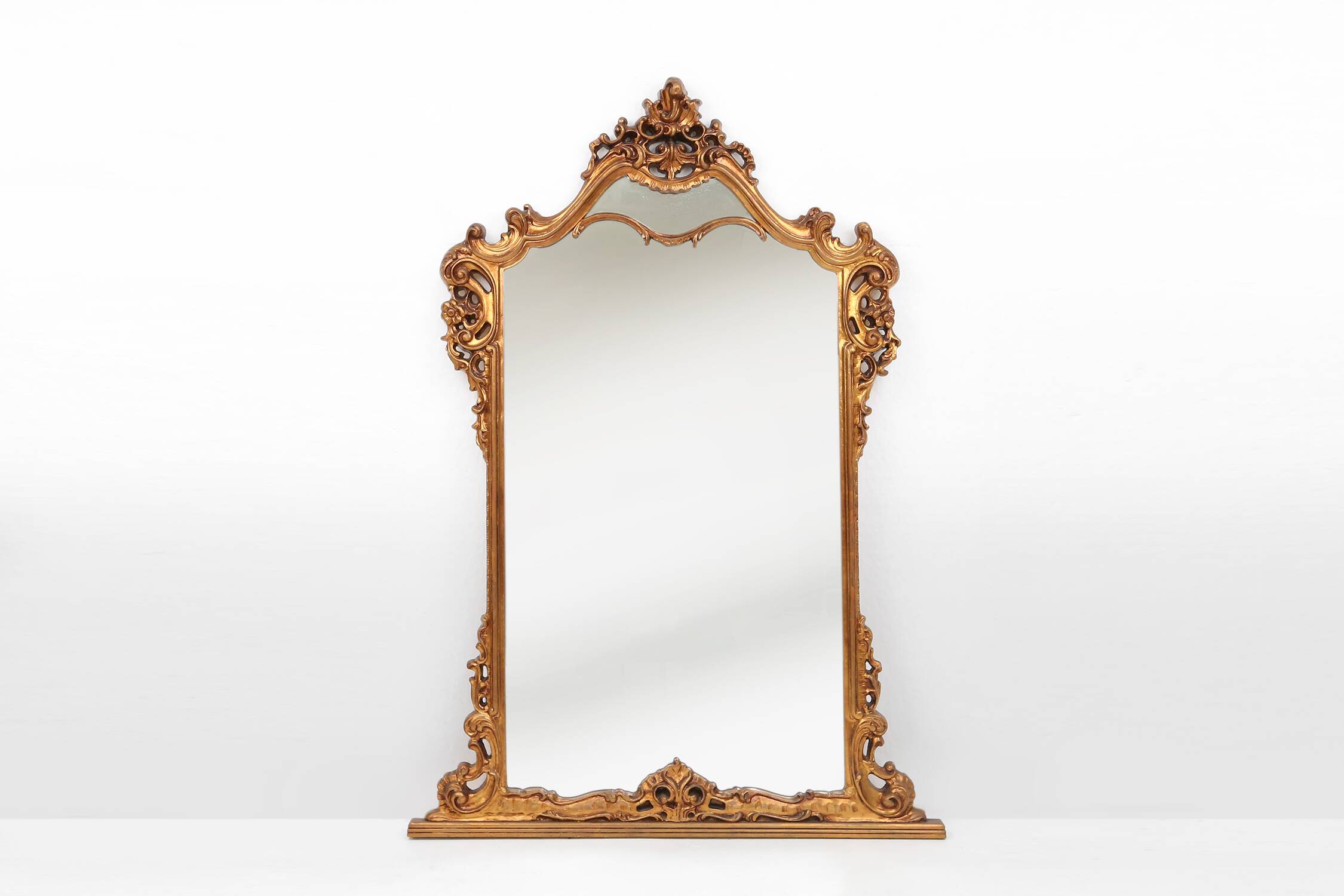 Wood-carved 20th century Louis XV style console mirror, France ca. 1970