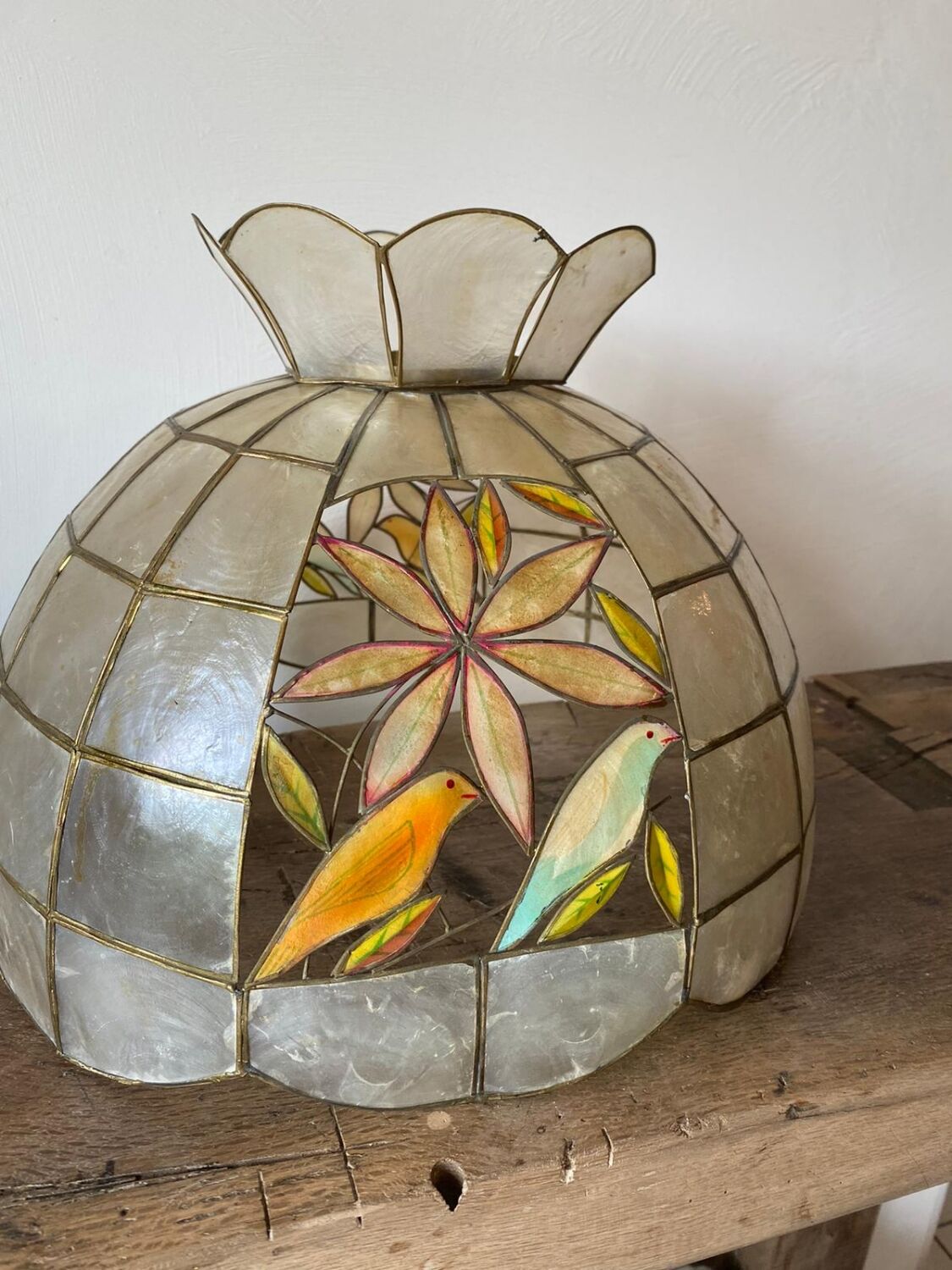 Lustre suspension nacre et laiton
