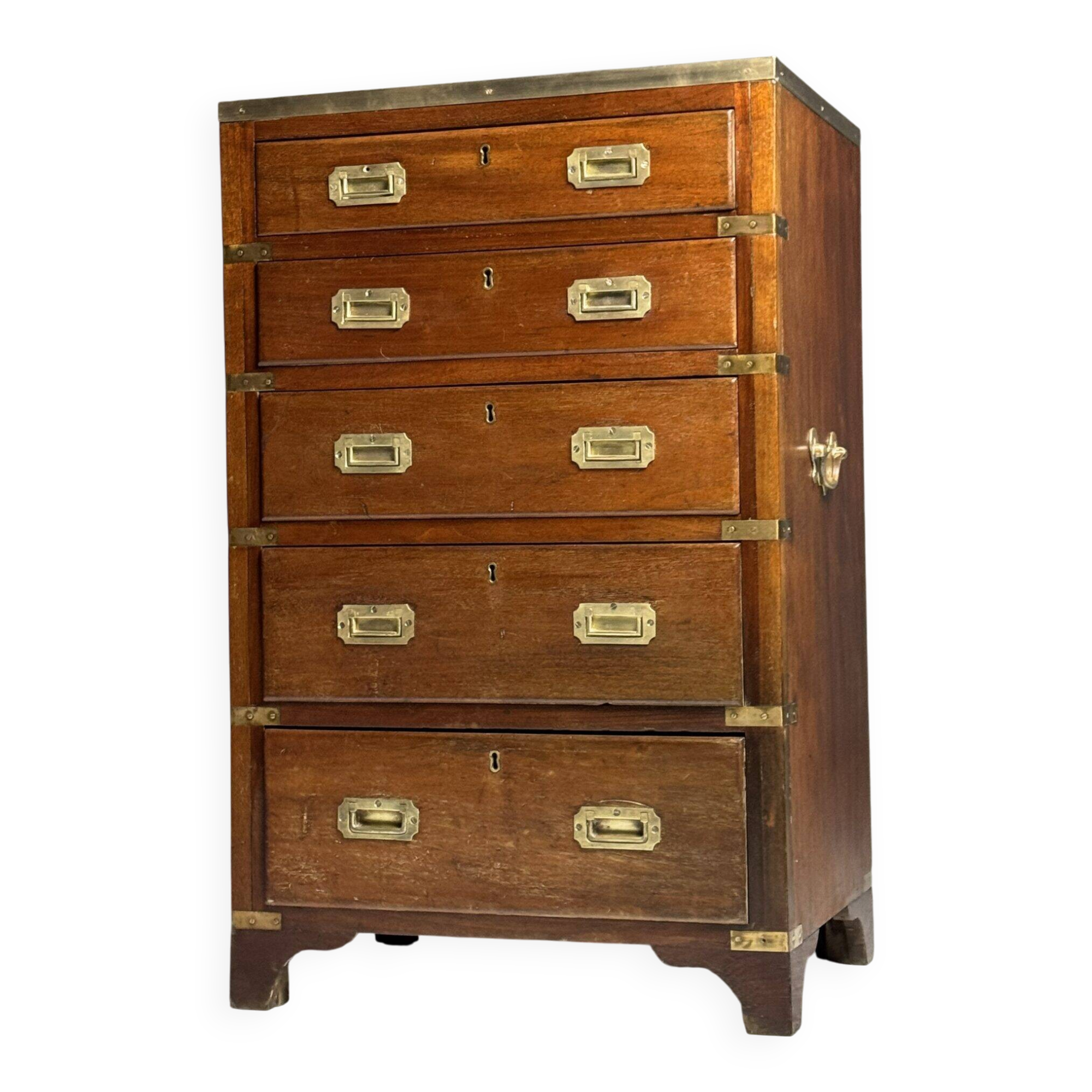 Campaign chest of drawers mahogany 19th century