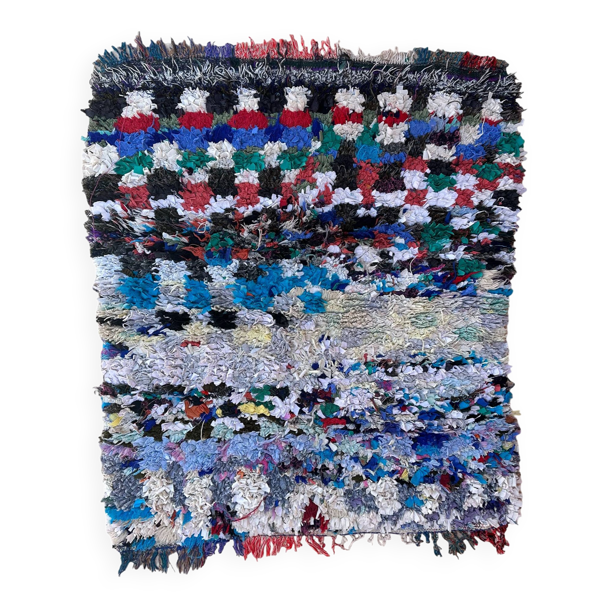 Tapis Marocain Boucherouite coloré - 110 x 121 cm