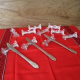 10 vintage 1960s clear glass knife holders