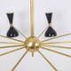 Black lacquered metal 12-arm light chandelier. Contemporary.