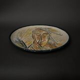 Ceramic plate 1960 female face monogram CD