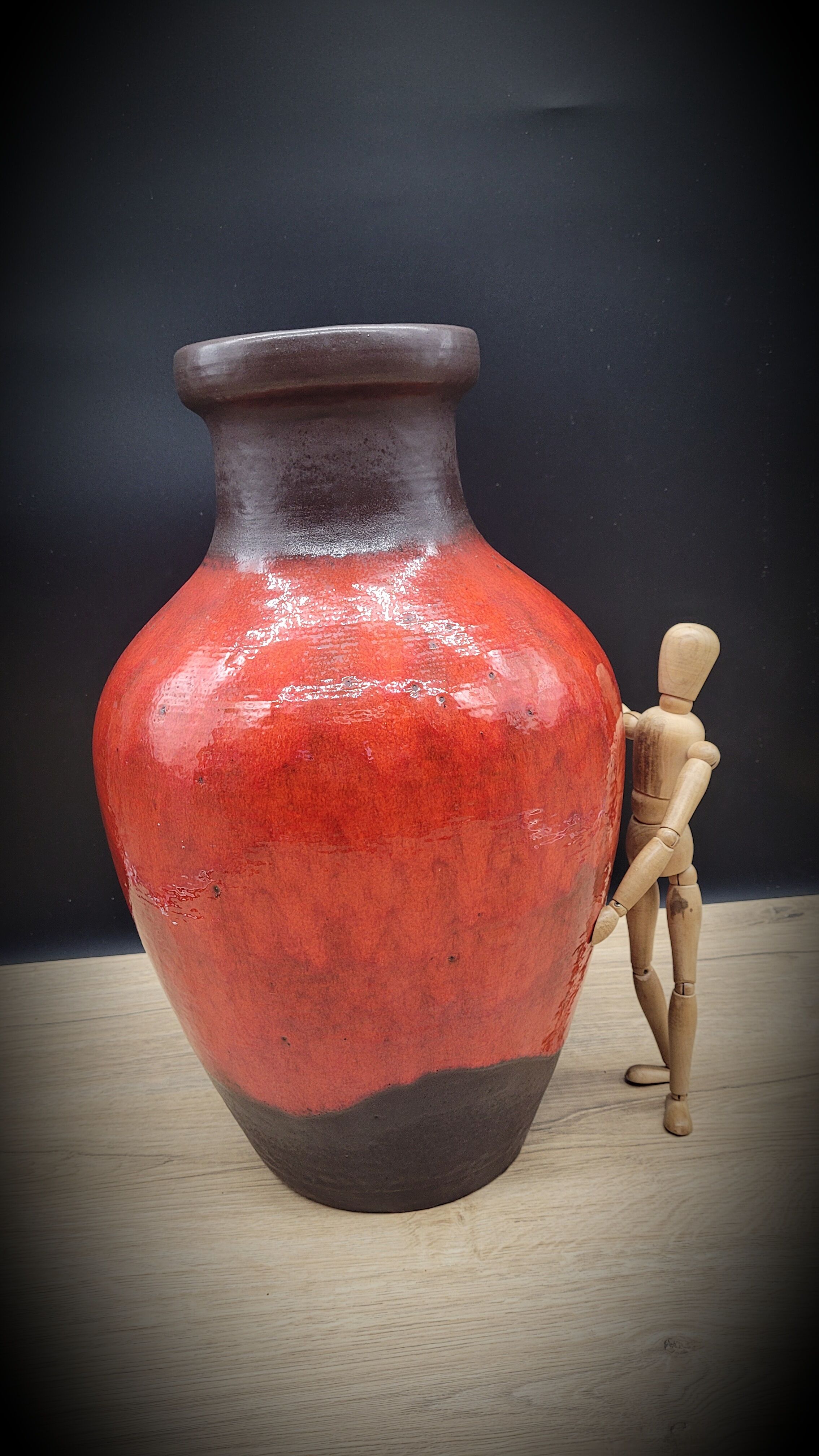 Red ceramic vase