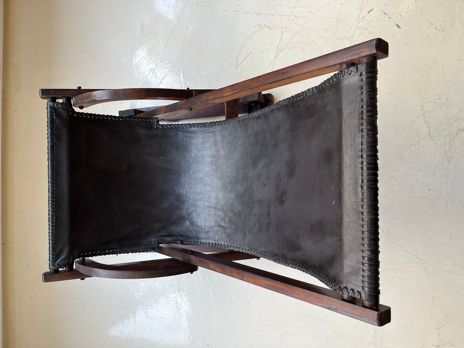 Vintage leather sling chair, 1980s