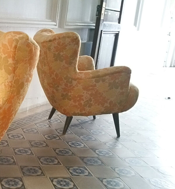 Paire de fauteuils design organique vintage années 50 60