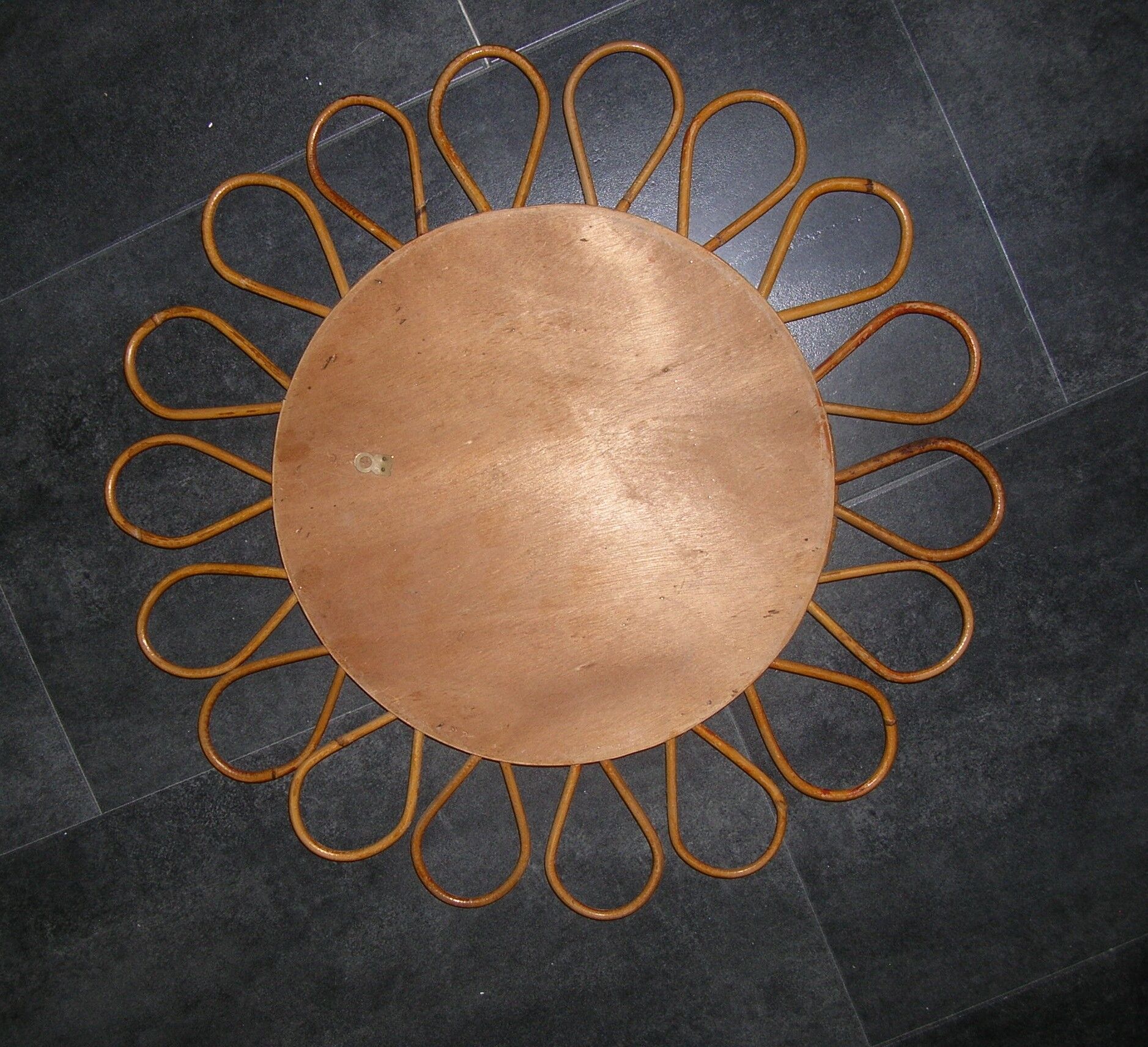 Vintage flower rattan mirror 48cm