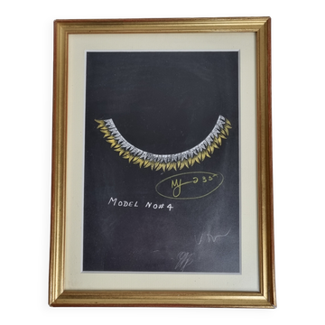 Original 1930s Art Deco Gouache – Unique Jewel Prototype, New York Jeweler
