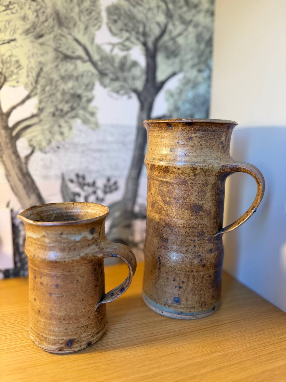 Set of 2 stoneware pitchers