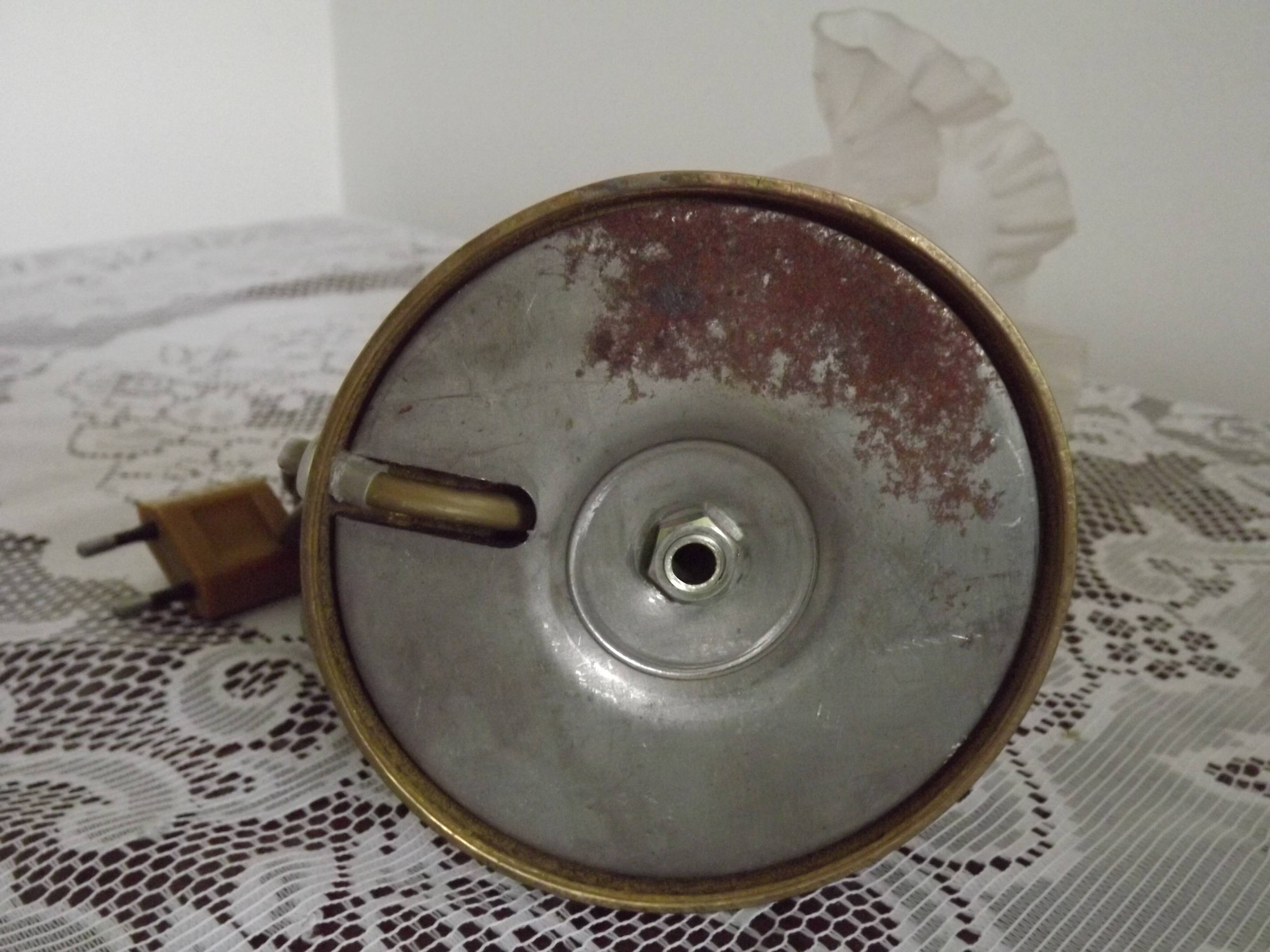 Vintage French Brass Gooseneck Table Lamp with Opaque Patterned Glass Shade 5522