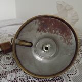 Vintage French Brass Gooseneck Table Lamp with Opaque Patterned Glass Shade 5522