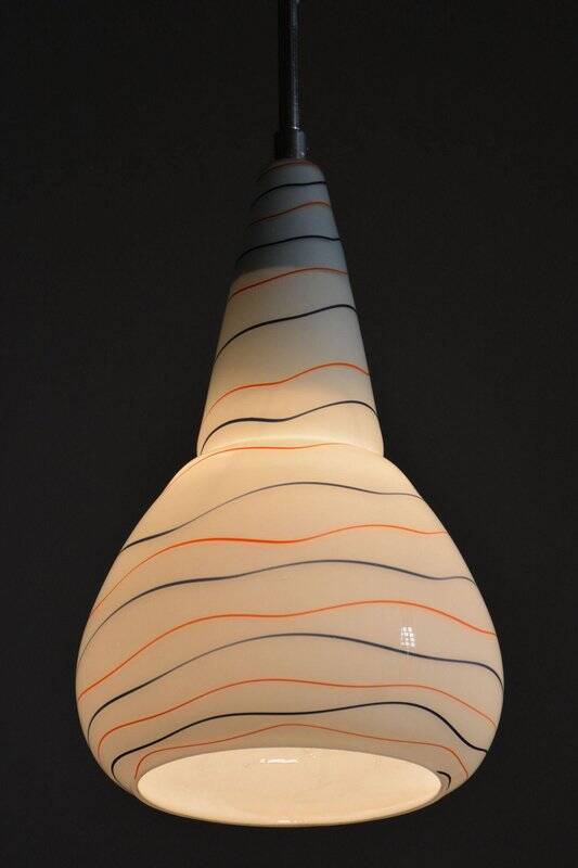 Mid-Century Czech Chromed Steel and Milk Glass Pendant Light, 1960s