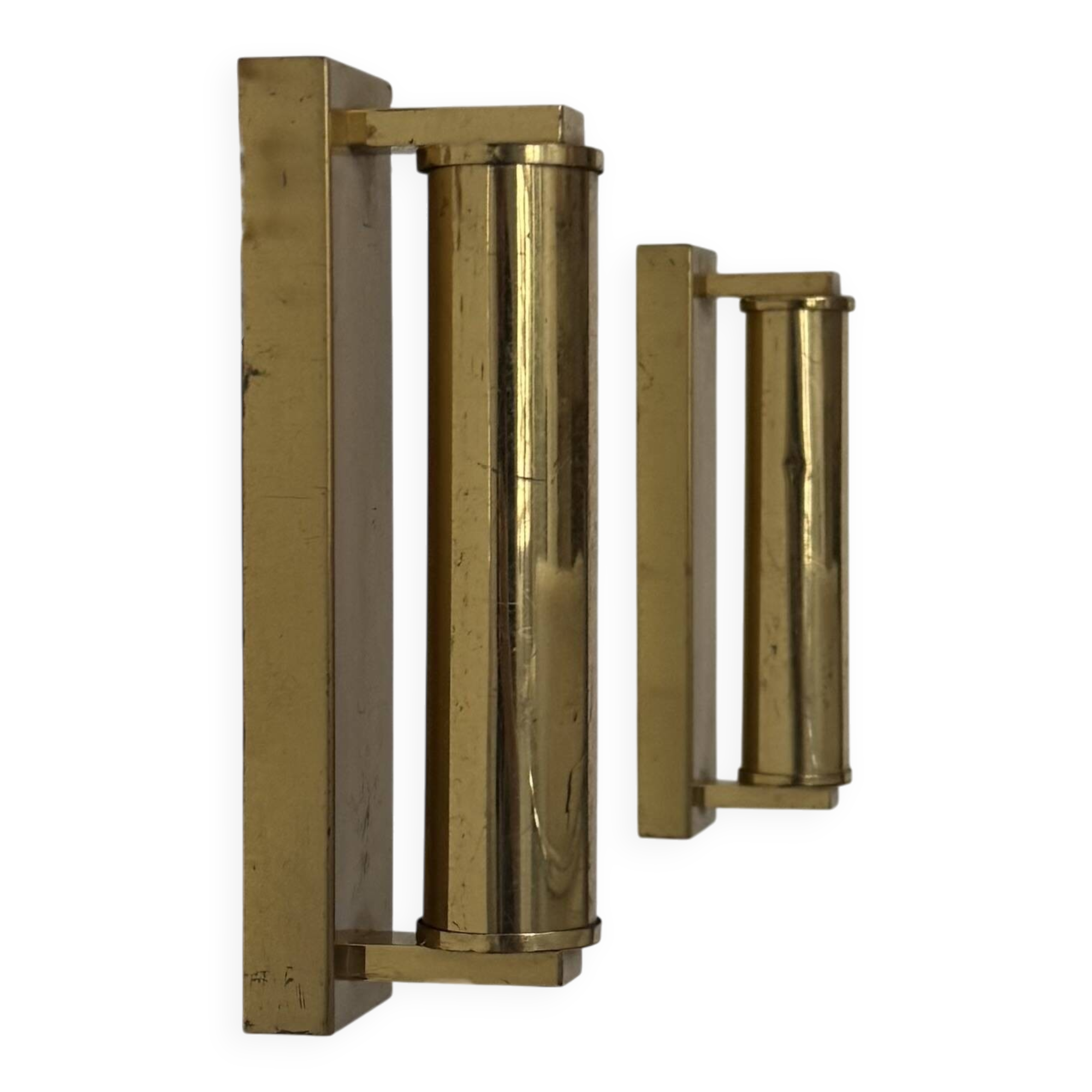 Pair of vintage modernist adjustable wall lights, brass, France 1970.