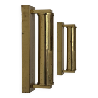 Pair of vintage modernist adjustable wall lights, brass, France 1970.
