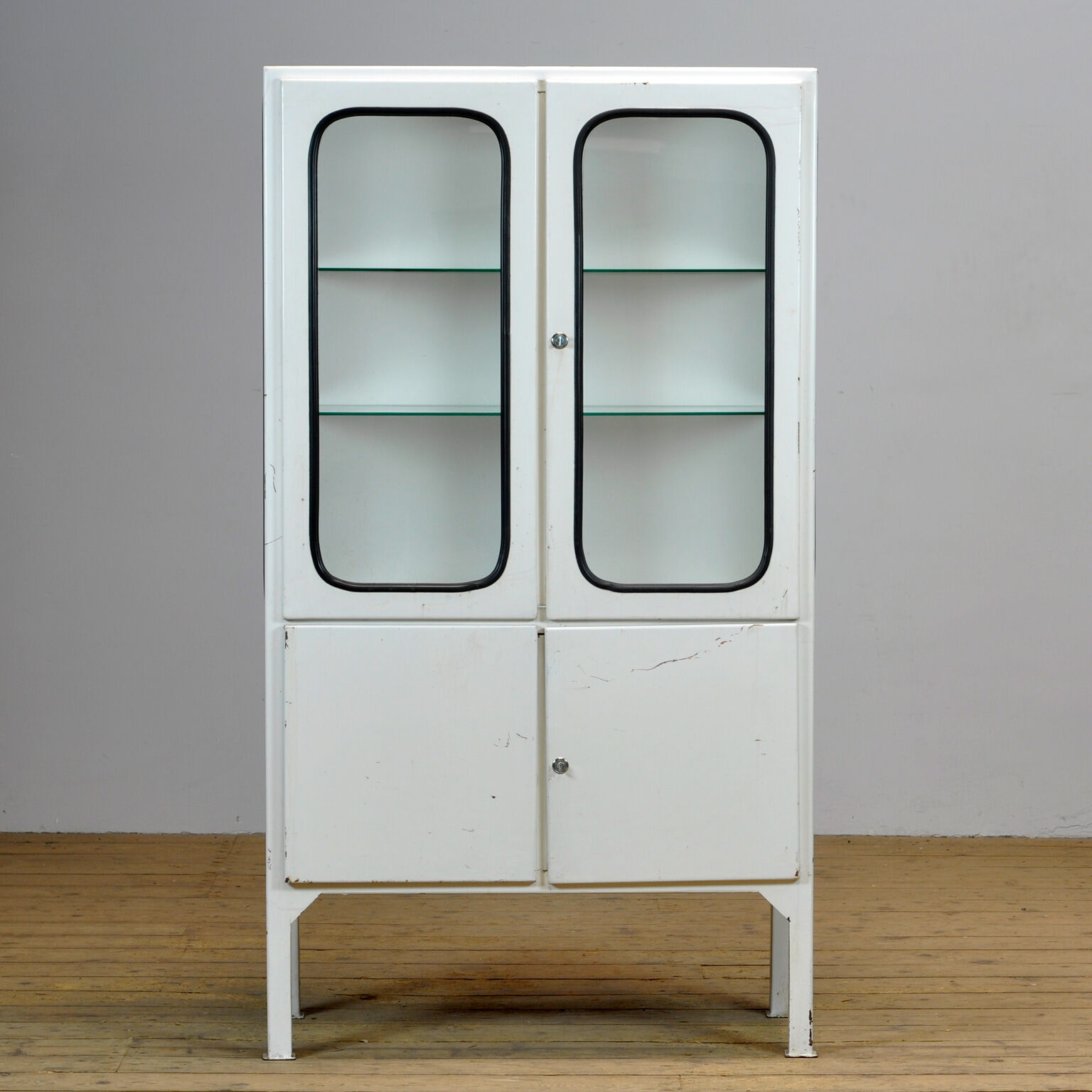 Glass & iron medical cabinet 1970s