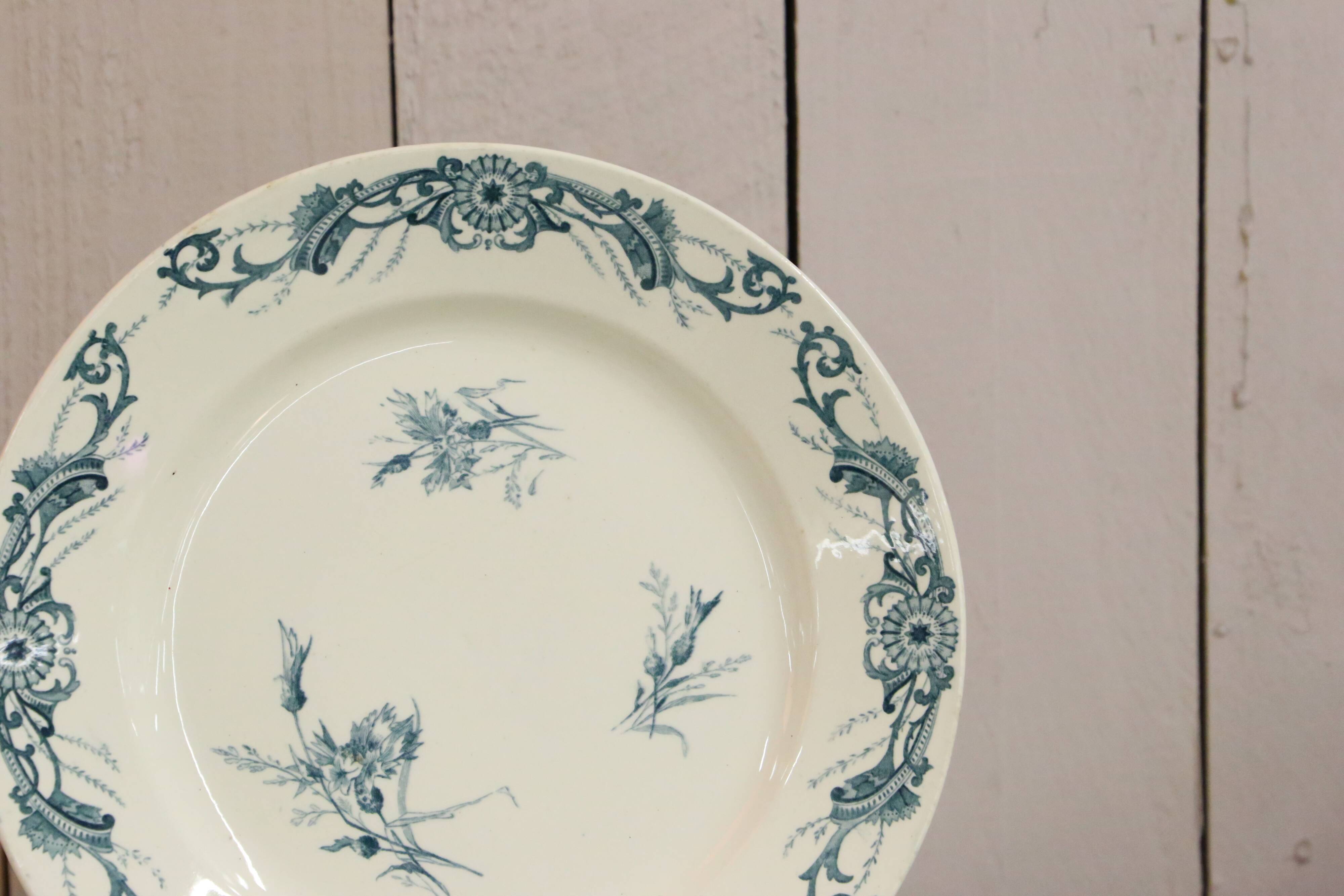 Large round dish, Creil and Montereau, Centaurea service, iron earth, late 19th century