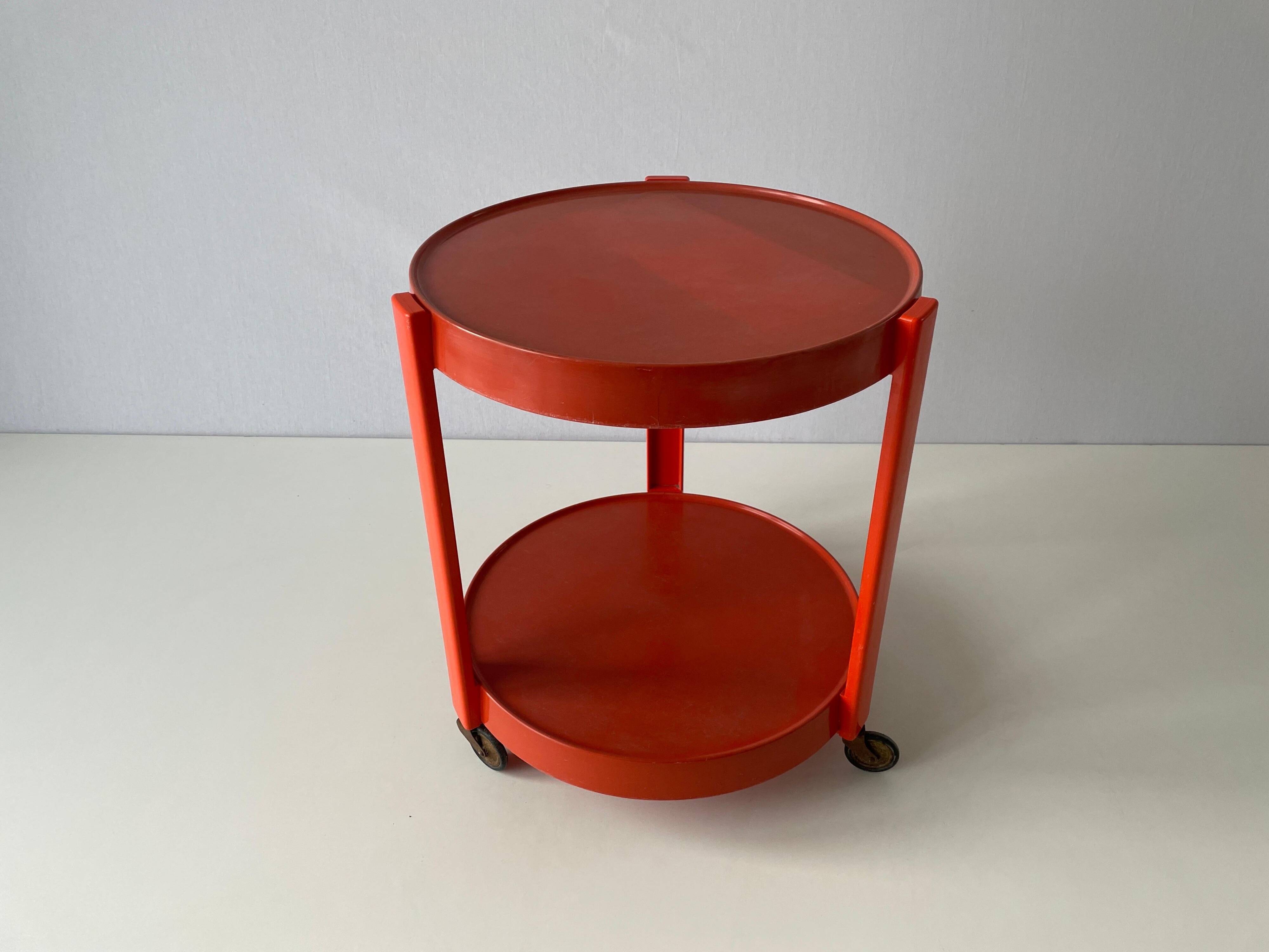 Chariot en plexiglas orange AGE, années 1970, Allemagne