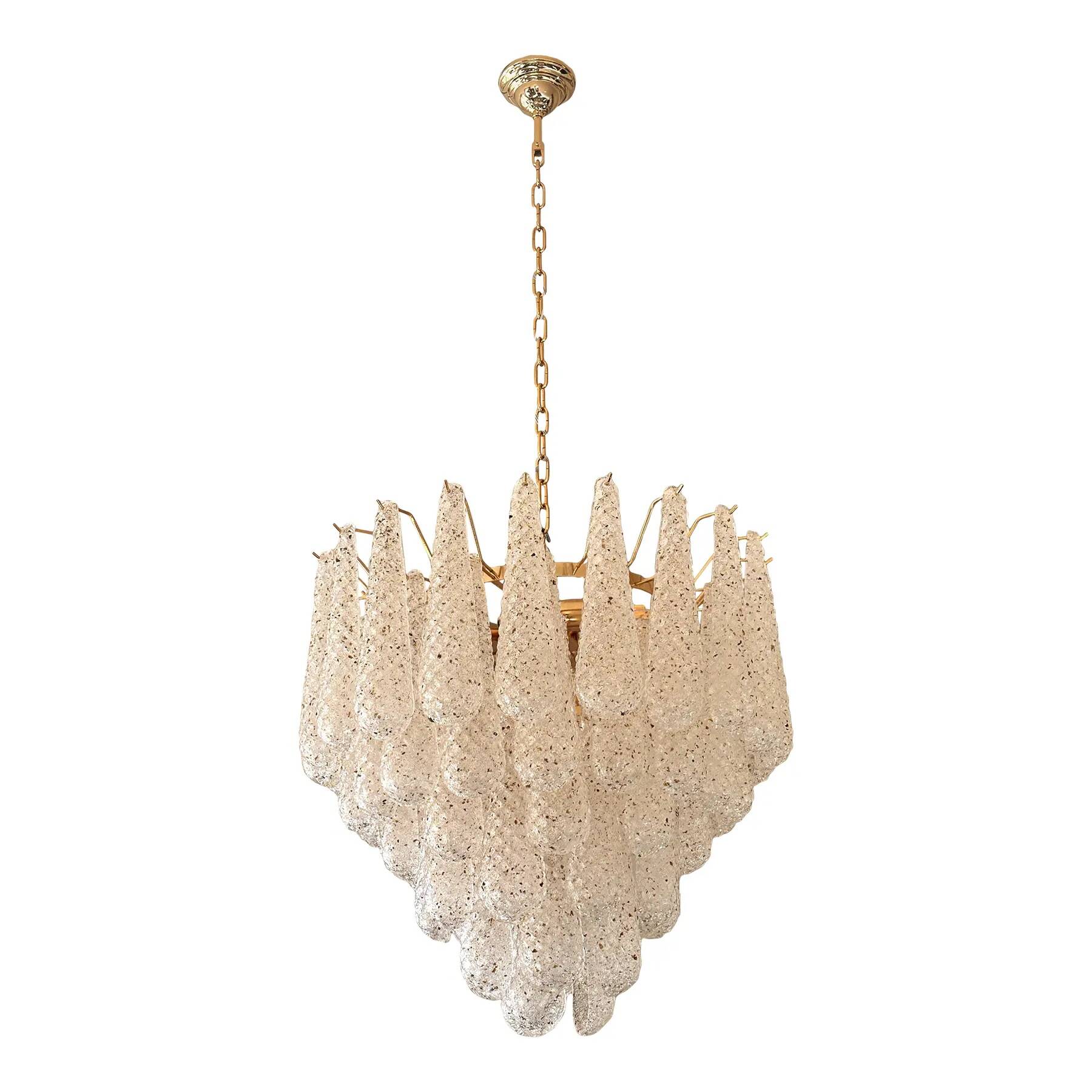 Mid-Century Modern “Conchiglie” Murano Glass Gold Chandelier