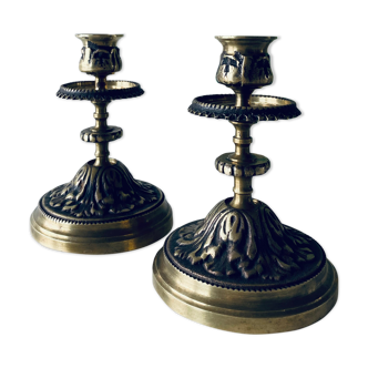 Pair of bronze candlesticks