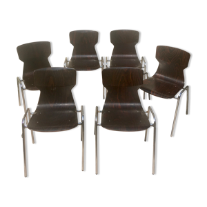 Lot de 6 chaises vintage eromes Obo Wenge