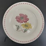 Set of 4 vintage plates in earthenware cream flowers 1950 1960