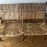 Olivier de Schrijver bench in teak and wild straw