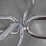 1970s Italian chrome tubular coffee table with smoked glass, round