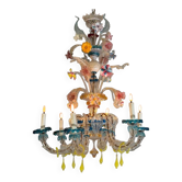 Venetian Rezzonico chandelier in multicoloured Murano glass circa 1900