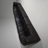 Canapé modulable De Sede DS-15 en cuir de buffle noir d'origine, années 1970