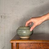 Blue glazed stoneware pot