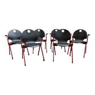 Set of 6 plichaise chairs by souvignet