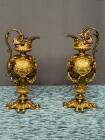 Pair of neo-Renaissance gilt bronze pitchers.