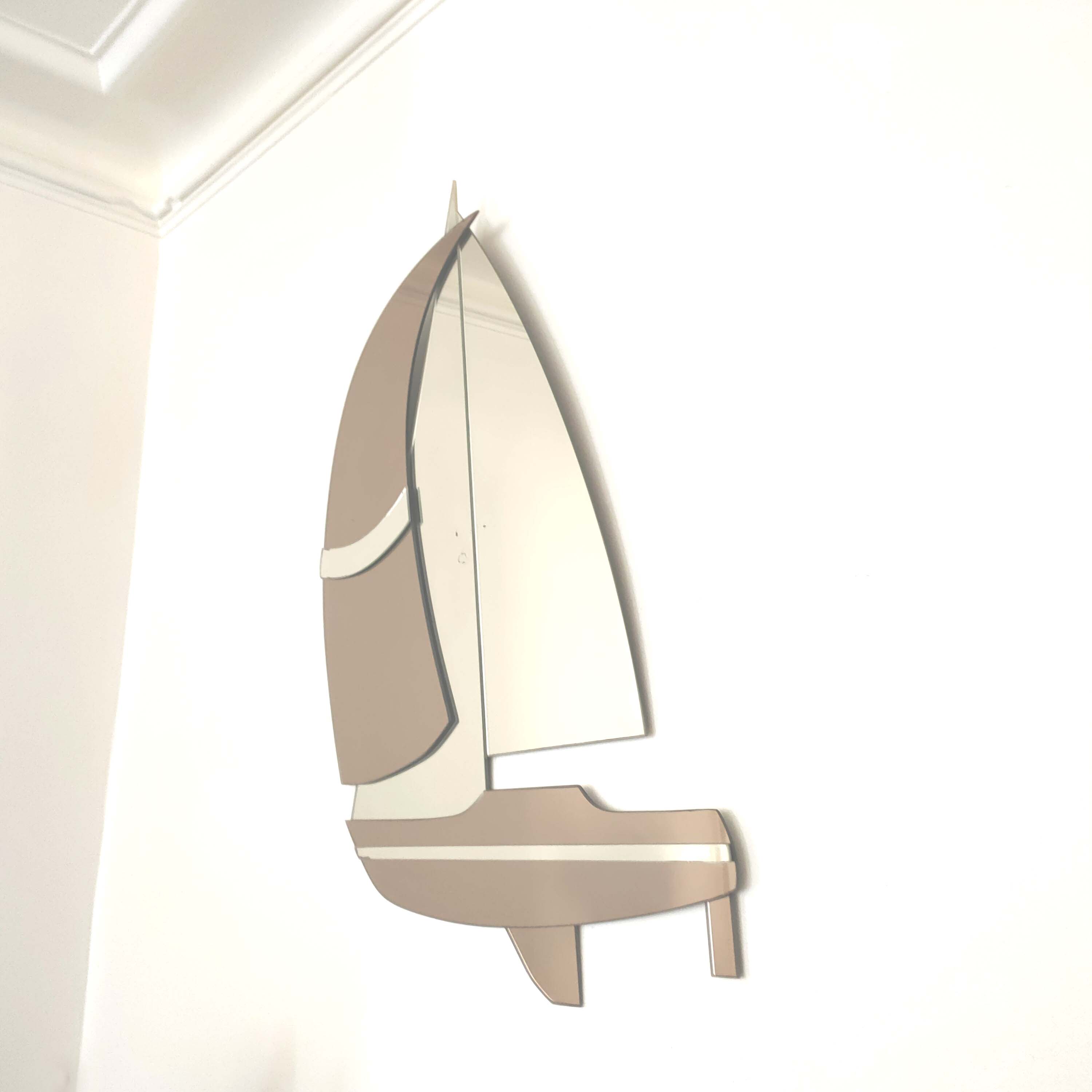 Two-tone sailboat mirror from the 70s 50x77cm